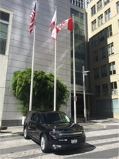 One of ours Flex SUVs picking clients up at Four Season San Francisco for a Wine Tour in Napa Valley One of ours Flex SUVs picking clients up at Four Season San Francisco for a Wine Tour in Napa Valley